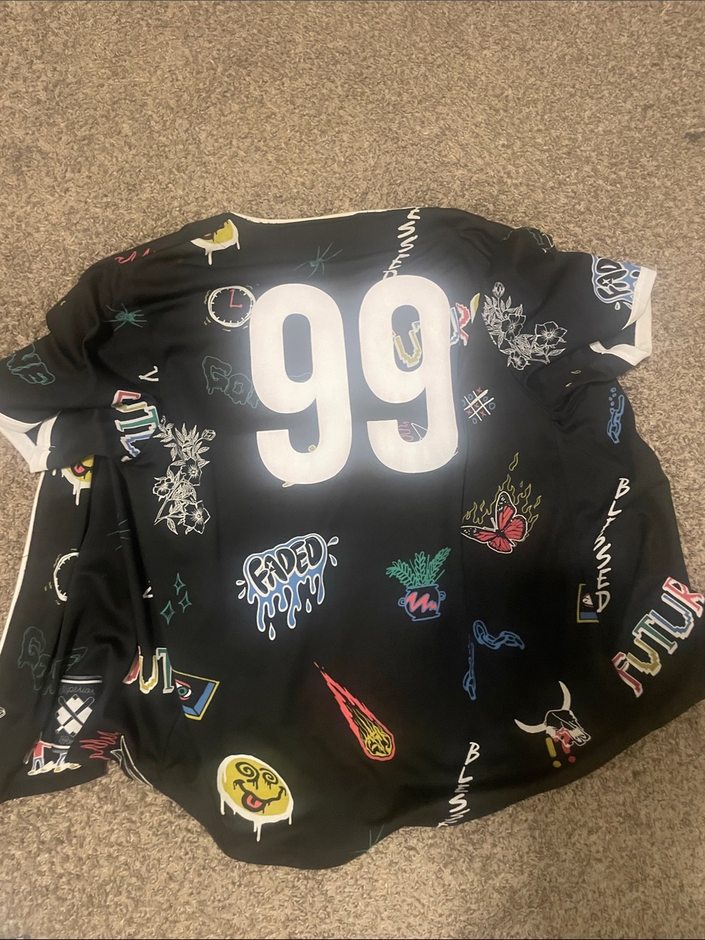 Rue21 Black Graphic Button-Down Shirt with White 99